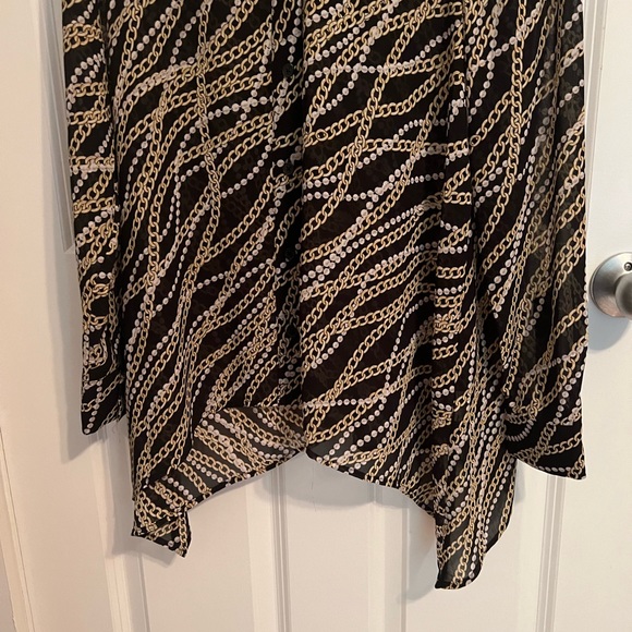 Michael Michael Kors Women’s Sheer Button Down Top SzS  Chain Pearl Print - Picture 11 of 14